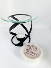Load image into Gallery viewer, Black and Glass Thick Spiral Luxury Wax Melter + Complimentary Wax Melt - VR Home by Yinka