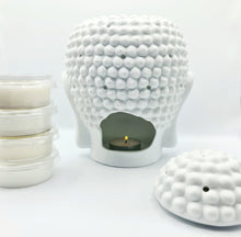 Load image into Gallery viewer, Traditional XL Buddha Head Oil Burner + 4 Complimentary Wax Melts - White - VR Home by Yinka