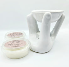 Load image into Gallery viewer, White Black Caring Hand Oil Burner + 2 Complimentary Wax Melts - VR Home by Yinka