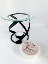 Load image into Gallery viewer, Black and Glass Thick Spiral Luxury Wax Melter + Complimentary Wax Melt - VR Home by Yinka
