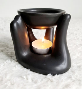 Black Caring Hand Oil Burner + 2 Complimentary Wax Melts - Velvet Rose Home