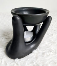 Load image into Gallery viewer, Black Caring Hand Oil Burner + 2 Complimentary Wax Melts - Velvet Rose Home
