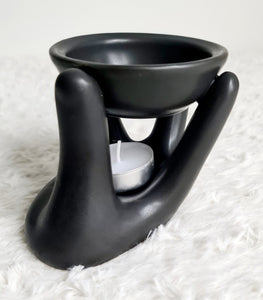 Black Caring Hand Oil Burner + 2 Complimentary Wax Melts - Velvet Rose Home