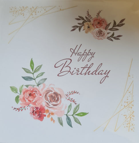 Happy Birthday (Floral & Gold Design) - Velvet Rose Home
