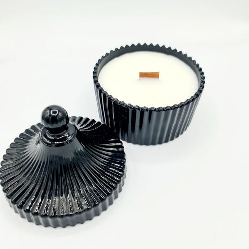 Large Vintage Boutique Crackling Wick Candle, Black, 450g - VR Home by Yinka