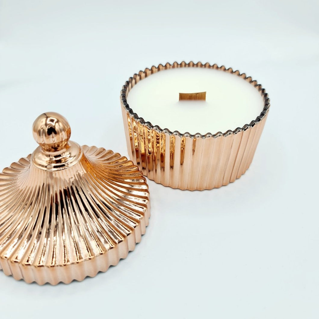 Large Vintage Boutique Crackling Wick Candle, Rose Gold, 450g - VR Home by Yinka