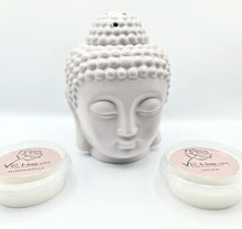 Load image into Gallery viewer, Light Grey Traditional Buddha Head Oil Burner + 2 Complimentary Wax Melts - VR Home by Yinka
