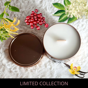 LIMITED COLLECTION | Frosted Honeysuckle & Elderflower Crackling Wick Luxury Candle, 250g - Velvet Rose Home