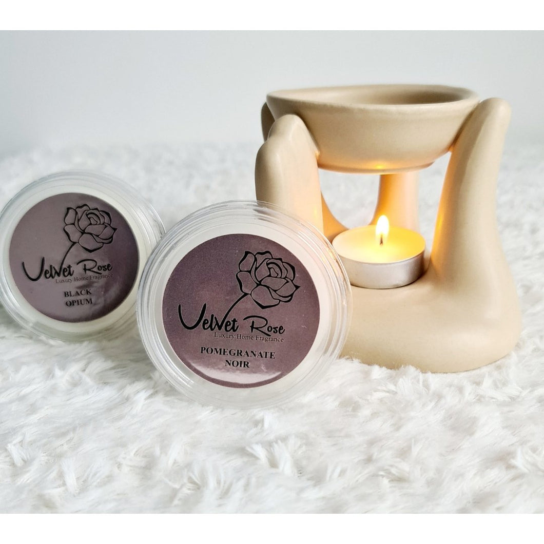 Tan Caring Hand Oil Burner + 2 Complimentary Wax Melts - Velvet Rose Home