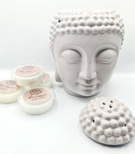 Load image into Gallery viewer, Traditional XL Buddha Head Oil Burner + 4 Complimentary Wax Melts - Light Grey - VR Home by Yinka

