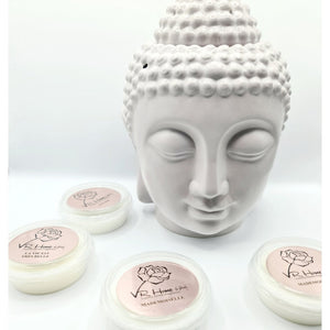 Traditional XL Buddha Head Oil Burner + 4 Complimentary Wax Melts - Light Grey - VR Home by Yinka