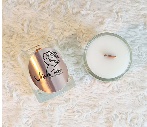 White Linen & Lavender Mini Crackling Wick Candle, 200g - VR Home by Yinka